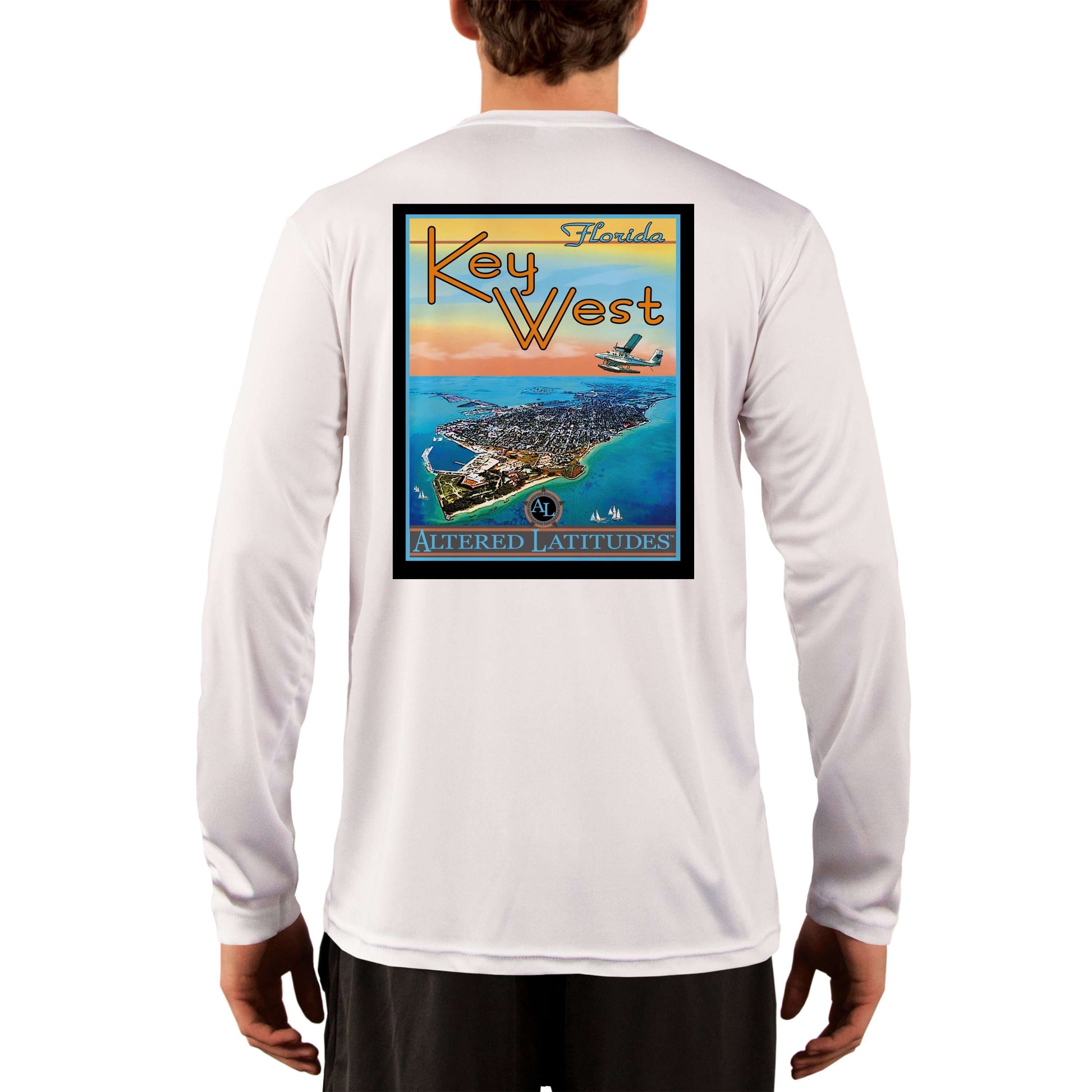 Vintage Destination Key West Men's UPF 5+ UV Sun Protection Long Sleeve T-Shirt - Altered Latitudes