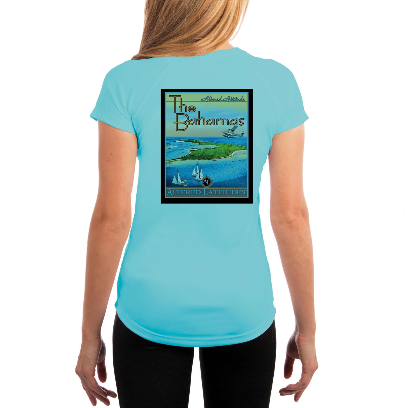 Vintage Destination The Bahamas Women's UPF 5+ UV Sun Protection Short Sleeve T-shirt - Altered Latitudes