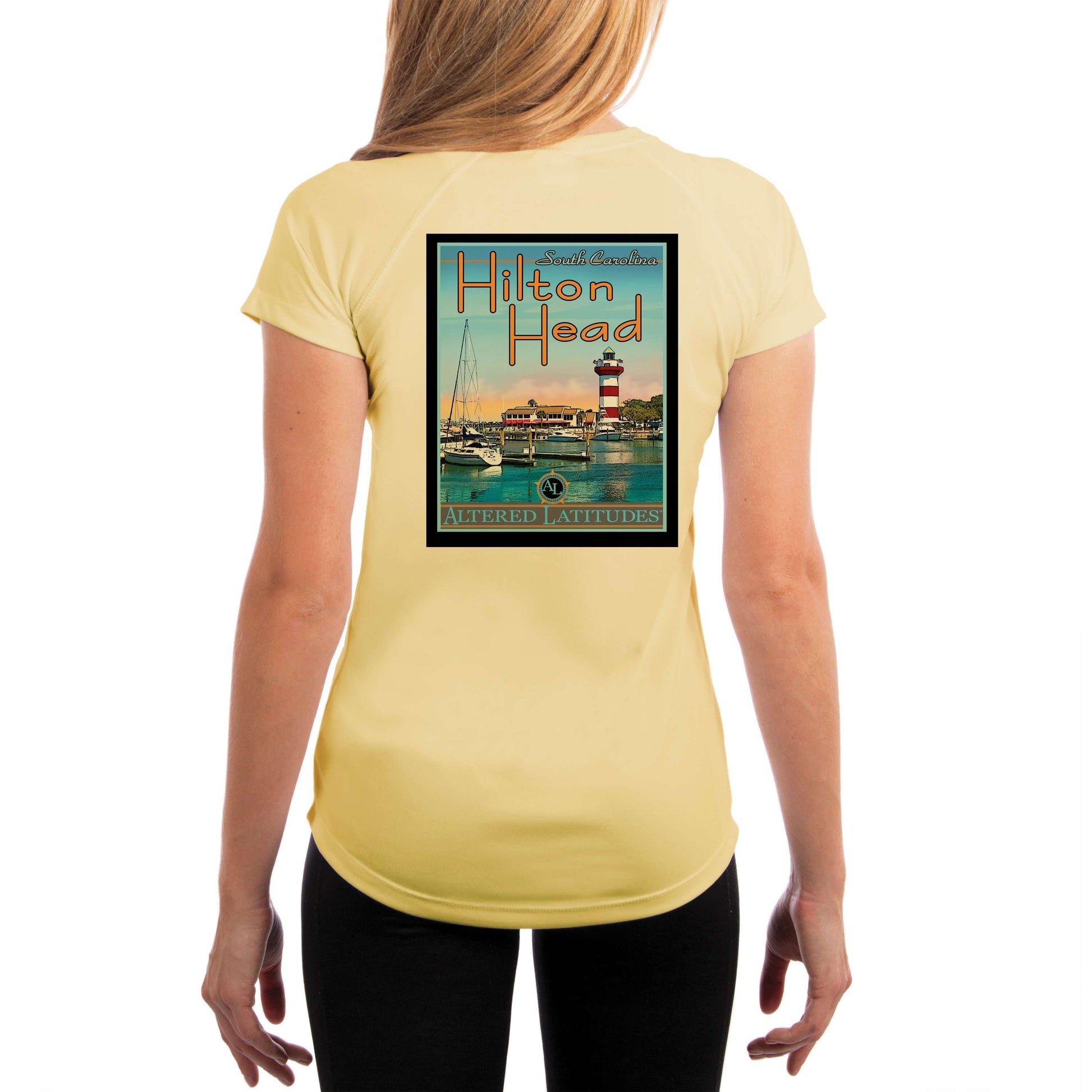 Vintage Destination Hilton Head Women's UPF 5+ UV Sun Protection Short Sleeve T-shirt - Altered Latitudes
