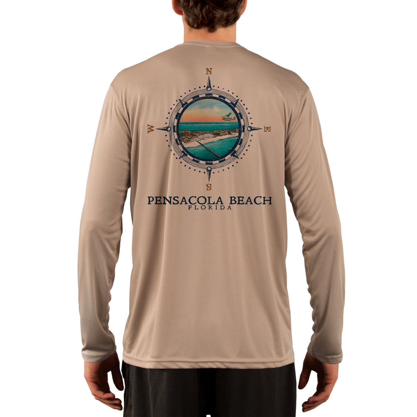 Compass Vintage Pensacola Beach Men's UPF 50+ Long Sleeve T-Shirt